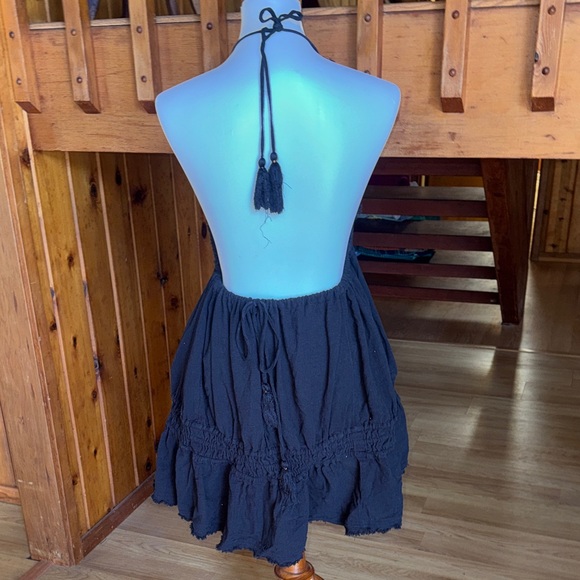 Free People size Small S Black Backless Halter Dress - Picture 6 of 10
